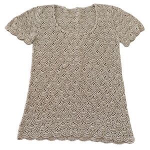 Vintage 90’s tan crochet short sleeve top